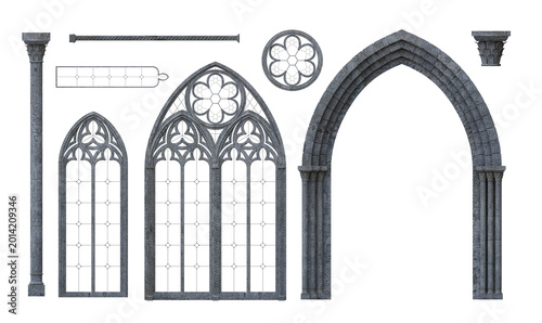 Naklejka Set of gothic cathedral window elements