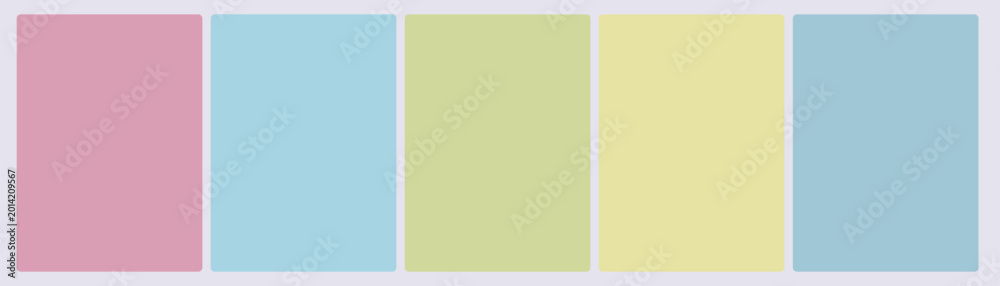 Εκτύπωση καμβά Set of five balanced pink teal and sage soothing pastel color swatch cards