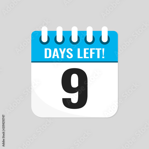 Countdown daily page calendar icon - 9 days left