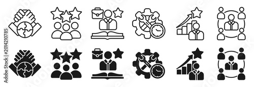 Photos Traineeship icon set. Applicant and work experience symbol