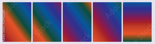 Bild auf Leinwand Set of five holographic dark cards in deep maroon burnt sienna orange teal navy