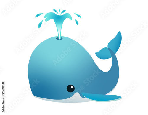 Fotografie Cute cartoon whale icon spouting water in a playful and friendly illustration