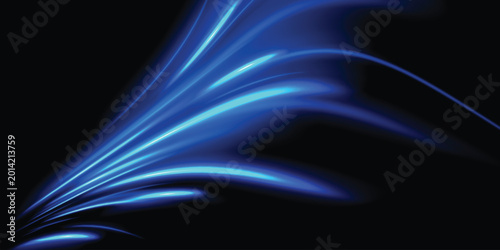 Photos Neon light arcs and glowing air flow lines twist and zigzag with vibrant blue tones