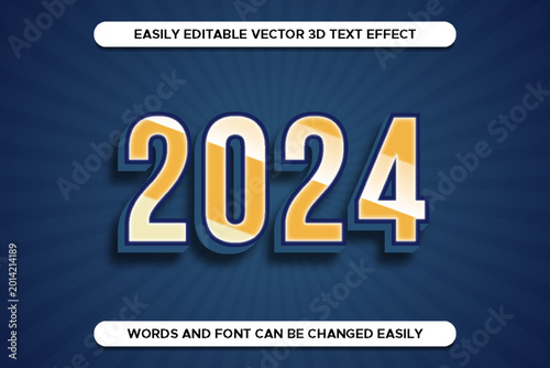 2024 yellow gold 3d text effect editable graphic style