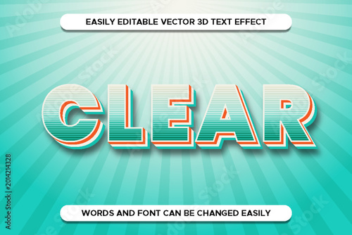 Clear 3d editable text effect in retro style