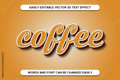Coffee 3d text effect editable vector graphic