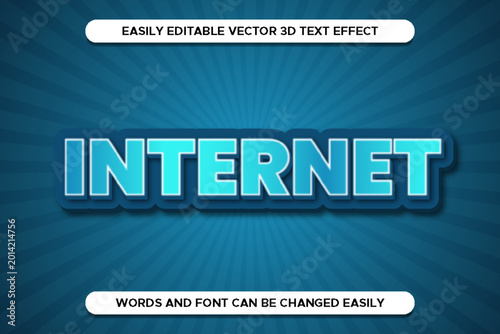 Internet 3d text effect editable vector design