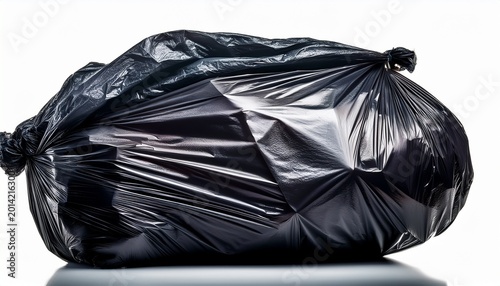 crumpled black plastic garbage bag