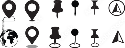 Cuadro en lienzo Map, pin, location icon illustration