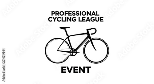 Professional Cycling League Event: Modern Black Silhouette Of Road Bicycle On White Background
