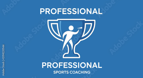 Professional Sports Coaching Logo Design On Blue Background Celebrating Excellence