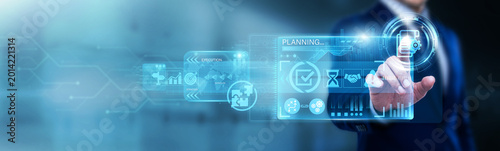 Εκτύπωση καμβά Project Lead pointing at Project Management on a digital screen