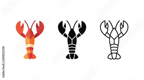Lobster icons in different styles Vector