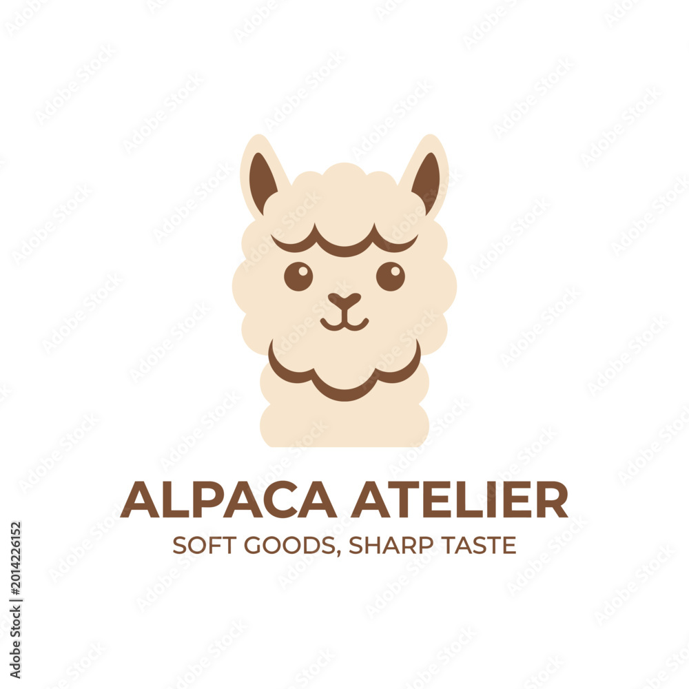 Fototapeta premium Alpaca Face Closeup Illustration Design.