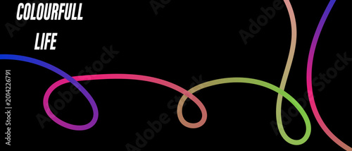 Colorful Neon Curved Lines on Black Background | Abstract Minimal Wave Design