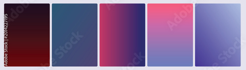 Fotografía Set of five luxe electric gradient cards in dark plum teal rose indigo pink blue
