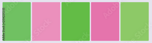 Tableau sur toile Set of five spring green and soft pink garden complementary color swatch cards