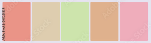 Bild auf Leinwand Set of five warm salmon cream and lime autumn pastel color swatch cards