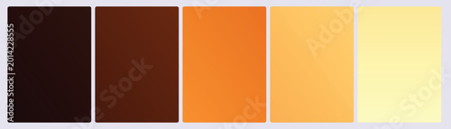 Tableau sur toile Set of five sunset tangerine gradient cards in dark umber copper orange amber go