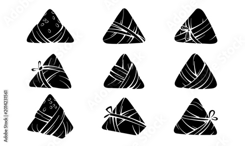 Chinese Dragon Boat Festival Traditional Zongzi Silhouette Illustration