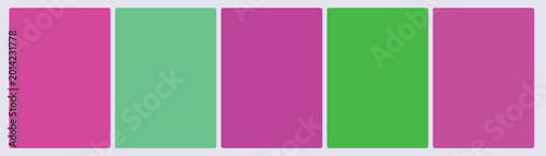 Photography Set of five hot pink and spring green tropical complementary color swatch cards