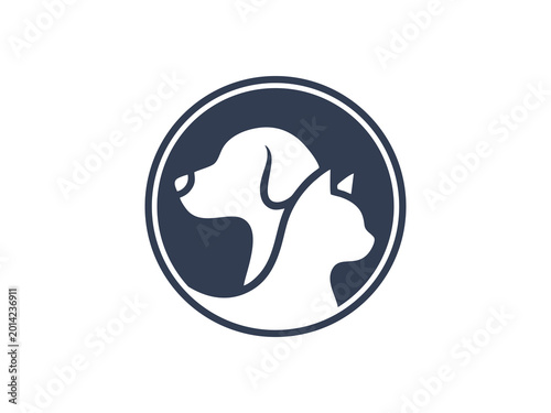 Minimalist Dog and Cat Circle Logo for Pet Care and Veterinary