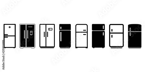 Fotografie Fridge and refrigerator icon set for kitchen appliance and cold storage