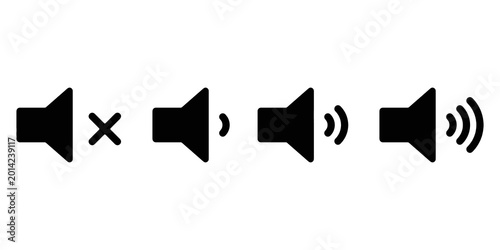 Bilde på lerret Sound volume control icon set with speaker audio and music media symbols