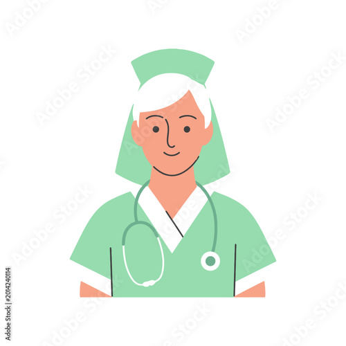 Nurse or Doctor in Scrubs with Stethoscope Illustration