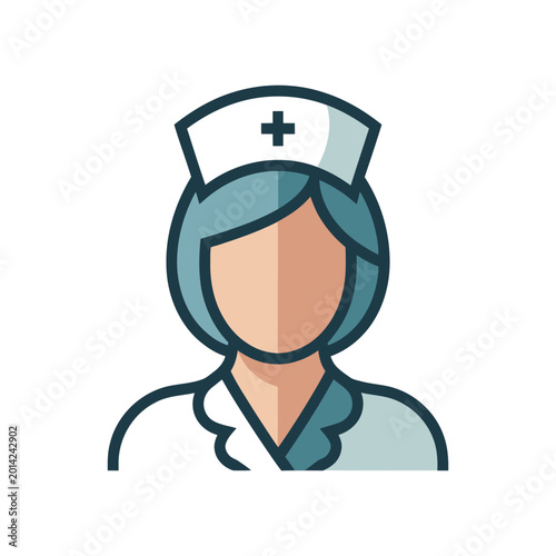 Nurse icon on White Background Vector Art Illustration on white background.