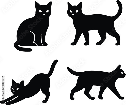 set of cats silhouettes