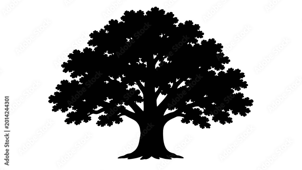 Fototapeta premium Black tree silhouette on white background