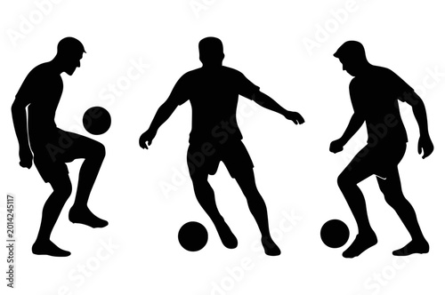 Obraz na plátně Soccer players in action, silhouette football silhouettes