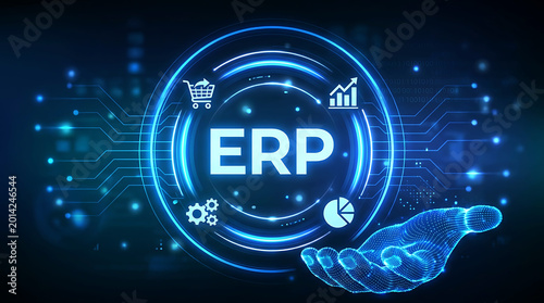 ERP Enterprise Resource Planning Digital Technology Network Concept