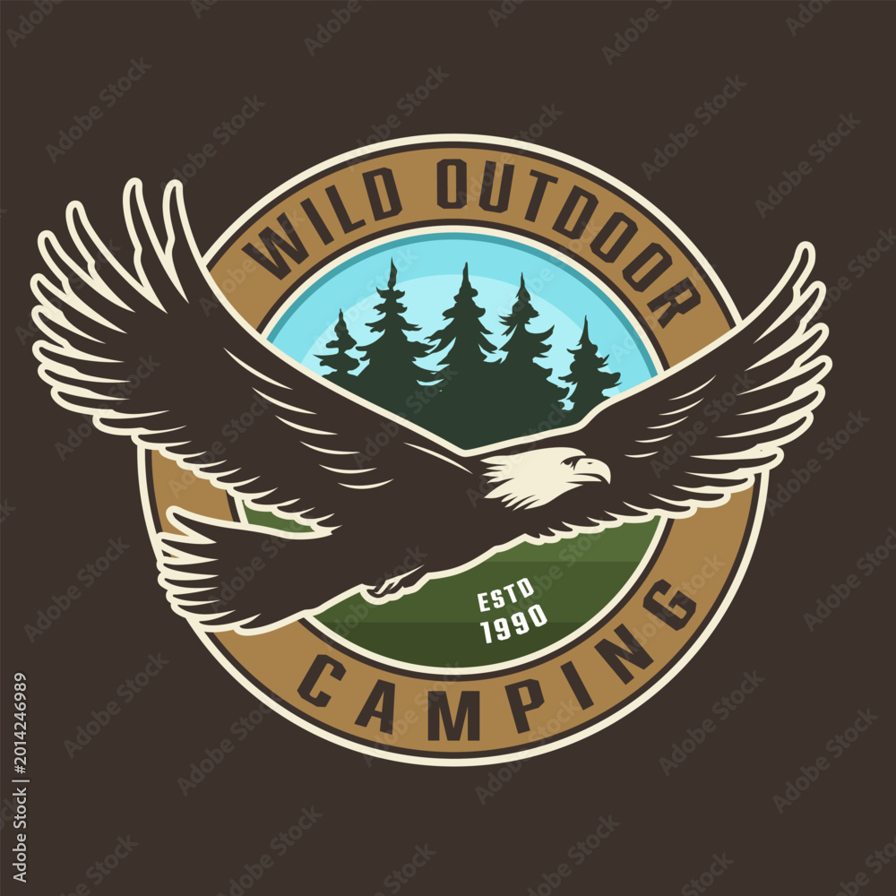Naklejka premium Wild outdoor camping scene