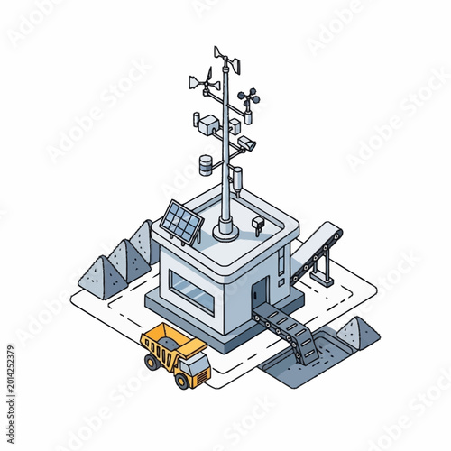 Fotografie Industrial weather station with mining equipment and truck.