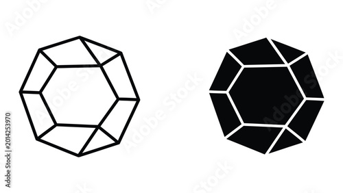 Photos Black and white geometric hexagon shape with triangular divisions