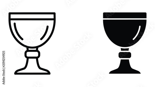 Bild auf Leinwand Two wine goblets with contrasting fill styles icon