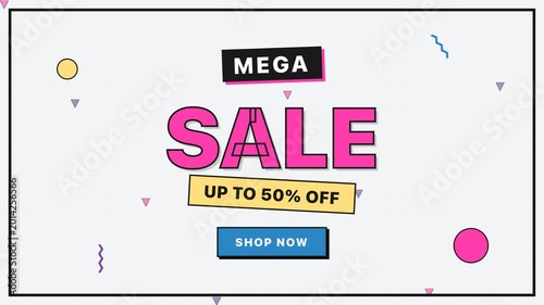 Mega Sale Advertisement with Up to Fifty Percent Off Offer