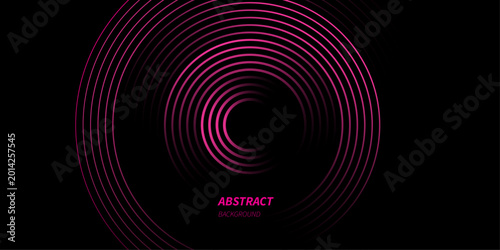 Concentric circles abstract background in black and magenta