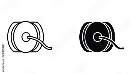 Tableau sur toile Two spool yoyos with string in contrasting styles