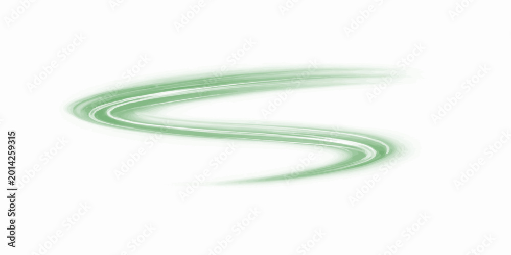 Naklejka premium Green swirling brush stroke vector illustration on white background for design