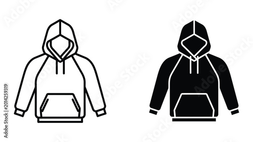 Foto Simple black and gray hoodie illustration with drawstring hood