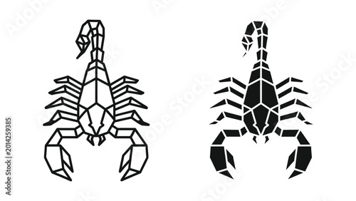 Tableau sur toile Geometric scorpion illustration in two styles