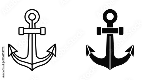 Photos Black and white anchor vector icon with crossbar