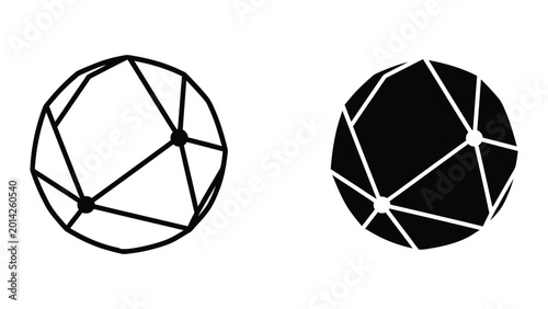 Foto Geometric circle divided into triangular sections with black and white contrast