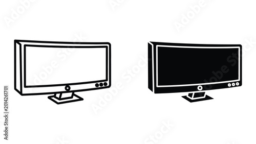 Foto Flat design tv comparison with black and white screen