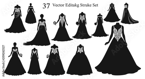 Fotografía Black Silhouette Wedding Dresses Gowns.
