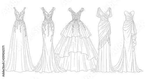 Bild auf Leinwand Collection of elegant evening gowns designs.