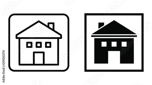 Tablou pe pânză Simple house icon with positive and negative contrast styles